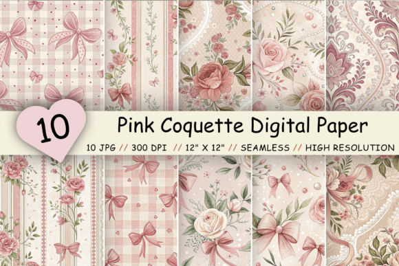 Download Pink Coquette Digital Paper Pack - Digital paper pack Collection
