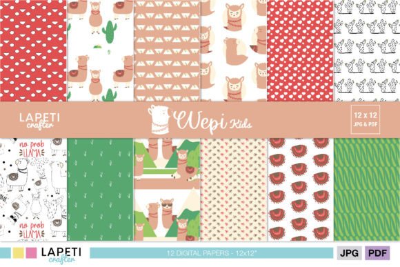 Download Llama Digital Paper Pack for Kids - Digital paper pack Collection