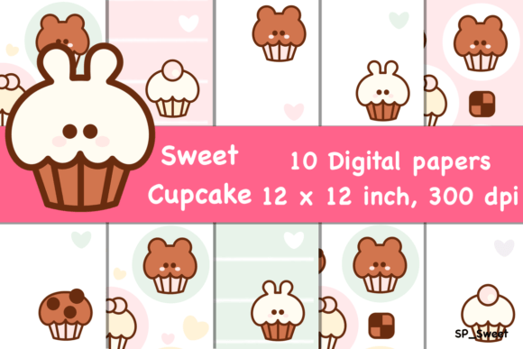 Download Sweet Cupcake Digital Paper Pack - Digital paper pack Collection