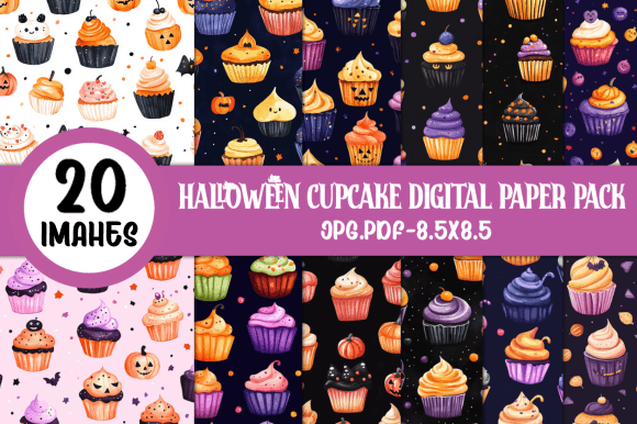 Download Halloween Cupcake Digital Paper Pack - Digital paper pack Collection