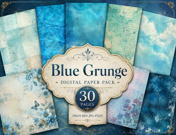 Download Dark Blue Watercolor Digital Paper Pack - Digital paper pack Collection