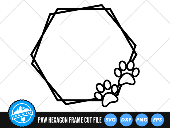 Download Paw Hexagon Frame SVG | Frame Cut File - Cut file Collection