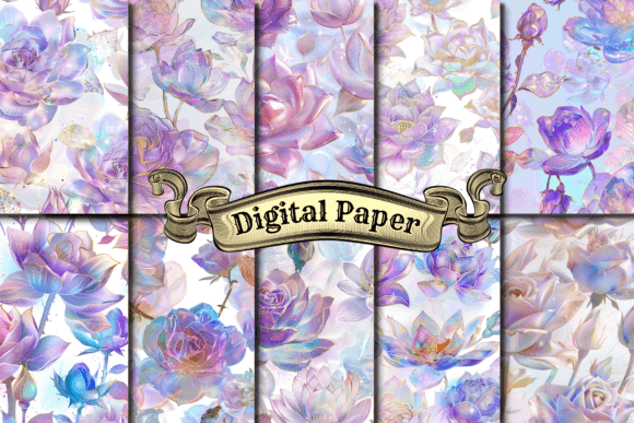 Download Glass Pink Lotus and Rose Digital Paper - Rose digital paper Collection