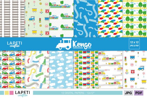 Download Train Digital Paper Pack for Kids - Digital paper pack Collection