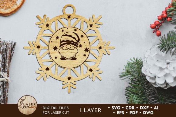 Download Christmas Tree Toy with Gnome Cut File - Cut file Collection