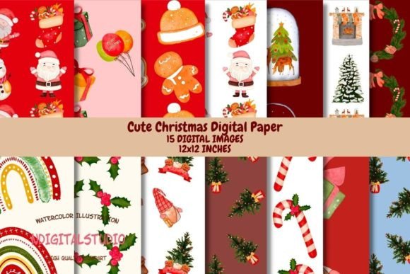Download Cute Christmas Digital Paper Pack - Digital paper pack Collection