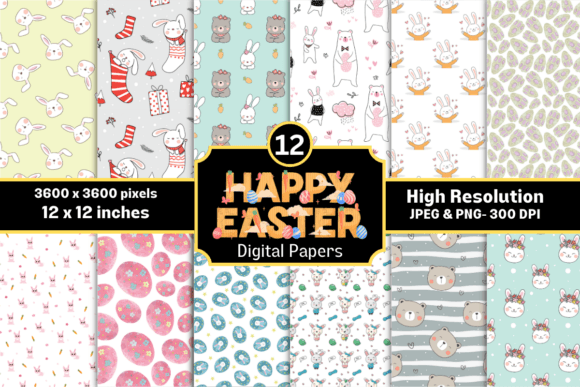 Download Happy Easter Digital Paper Pack Volume10 - Digital paper pack Collection