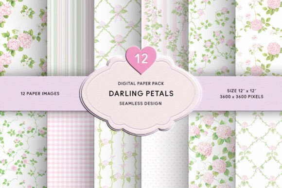 Download Pink Hydrangea &amp; Pink Rose Digital Paper - Rose digital paper Collection