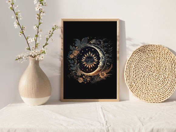 Download Celestial Sun &amp; Moon Printable Wall Art - Moon printable Collection